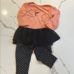 Carter's Halloween Orange and Black Striped Set